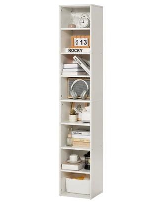 Libreria Sottile 8 Ripiani Aperta in Legno  Bianco