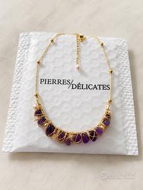 Collana con ametiste e perle di imitazione