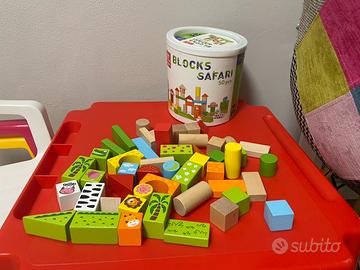 Gioco bimbi Blocchi in legno per costruire SAFARI