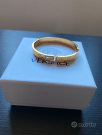 Bracciale rigido oro stile greca con strass