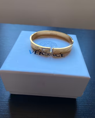 Bracciale rigido oro stile greca con strass