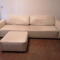 Divano e pouf PRIMAFILA WILLIAM in ecopelle panna