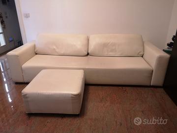 Divano e pouf PRIMAFILA WILLIAM in ecopelle panna