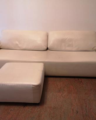 Divano e pouf PRIMAFILA WILLIAM in ecopelle panna
