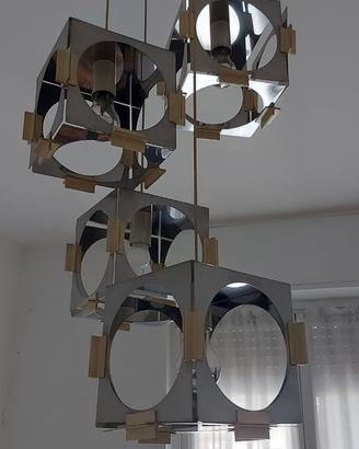 Lampadario Reggiani anni 70  a cubi design vintage