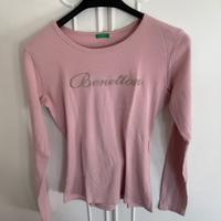 Maglia rosa Benetton a maniche lunghe