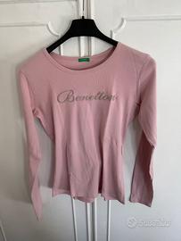 Maglia rosa Benetton a maniche lunghe
