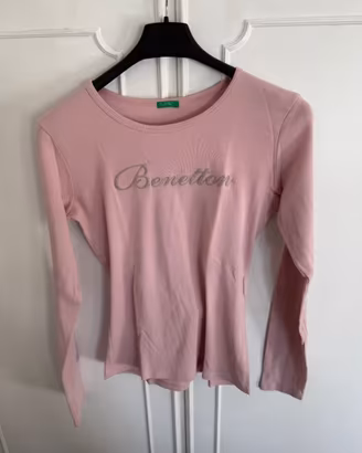Maglia rosa Benetton a maniche lunghe