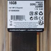 RAM Crucial 16GB DDR5-4800 UDIMM nuova