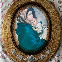 Quadro Madonna con Bambino su lastra Argento