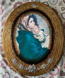 Quadro Madonna con Bambino su lastra Argento