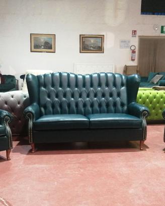Bergere' 2 posti max e 2 poltrone in pelle vintage