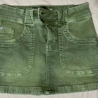 minigonna verde militare in jeans