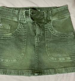 minigonna verde militare in jeans