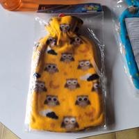 Borsa Acqua calda in pile giallo con Gufetti