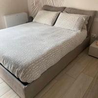 Letto matrimoniale contenitore grigio tortora