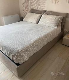 Letto matrimoniale contenitore grigio tortora