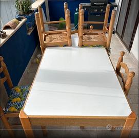 Tavolo lungo in legno 87-170 con 6 sedie