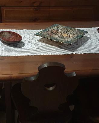 Set tavolo+ 3 sedie +panca in legno