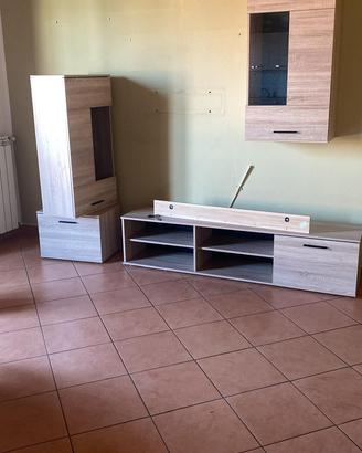 Parete attrezzata soggiorno moderna color legno