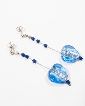 Orecchini con cuore pendente blu