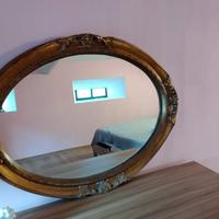 specchio ovale stile arte povera  dorato