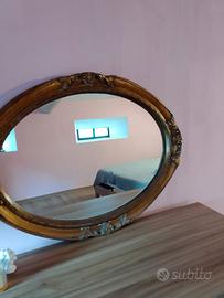 specchio ovale stile arte povera  dorato