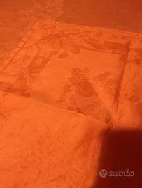 Tovaglia in lino con motivo e 8 tovaglioli