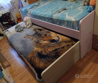 Letto singolo con doppio letto estraibile a casset