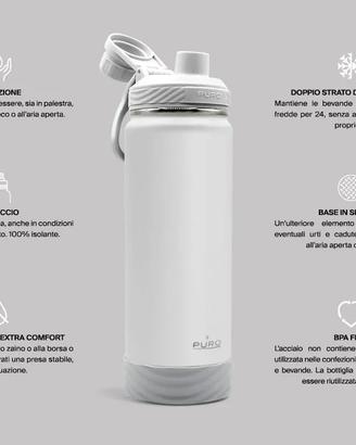 PURO Borraccia Termica da 1L in Acciaio inox 18/8