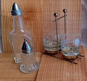 Server da tavola vetro metallo anni '40-'50