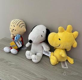 Lotto 3 Peluche Peanuts Snoopy + Woodstock + Linus
