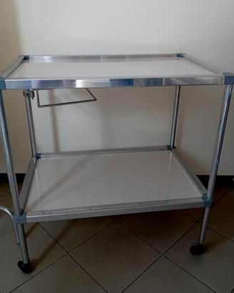 Carrello medico a 2 ripiani con ruote