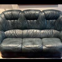 Divano e/o poltrona in pelle blu petrolio