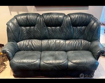 Divano e/o poltrona in pelle blu petrolio