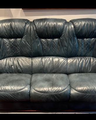 Divano e/o poltrona in pelle blu petrolio