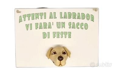 Targa in legno Cane Labrador in resina
