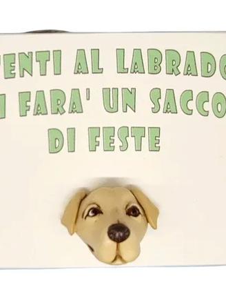 Targa in legno Cane Labrador in resina