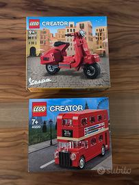 Lego Creator 40517 Vespa e 40220 London Bus Nuovi