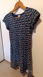 Vestito morbido blu nevi con scritte bianche 