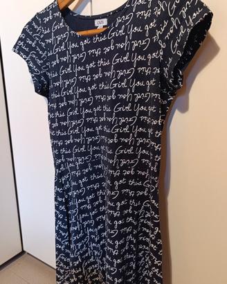 Vestito morbido blu nevi con scritte bianche 