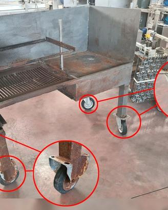 Barbecue carrellato in metallo usato