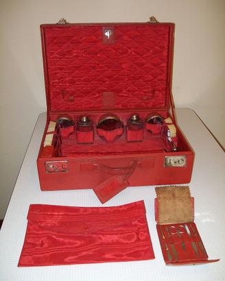 Valigetta Beauty vintage in pelle rossa  "Sipra"