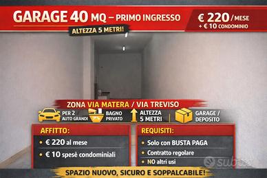 Doppio box con servizi altezza 5 metri CENTRALE