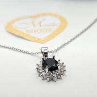 Collana donna acciaio fiore zircone nero