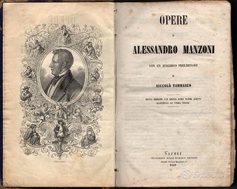 Raro libro antico OPERE COMPLETE di A.MANZONI 1860