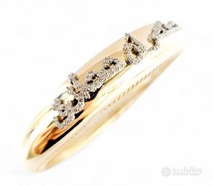 Bracciale rigido in oro 18 kt con diamanti natural