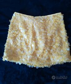 minigonna zara corta con paillettes gialla 