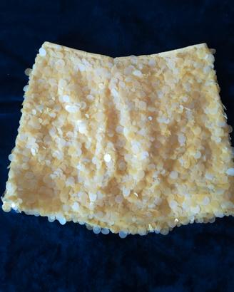minigonna zara corta con paillettes gialla 