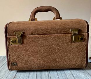 Beauty case rigido vintage pelle pregiata